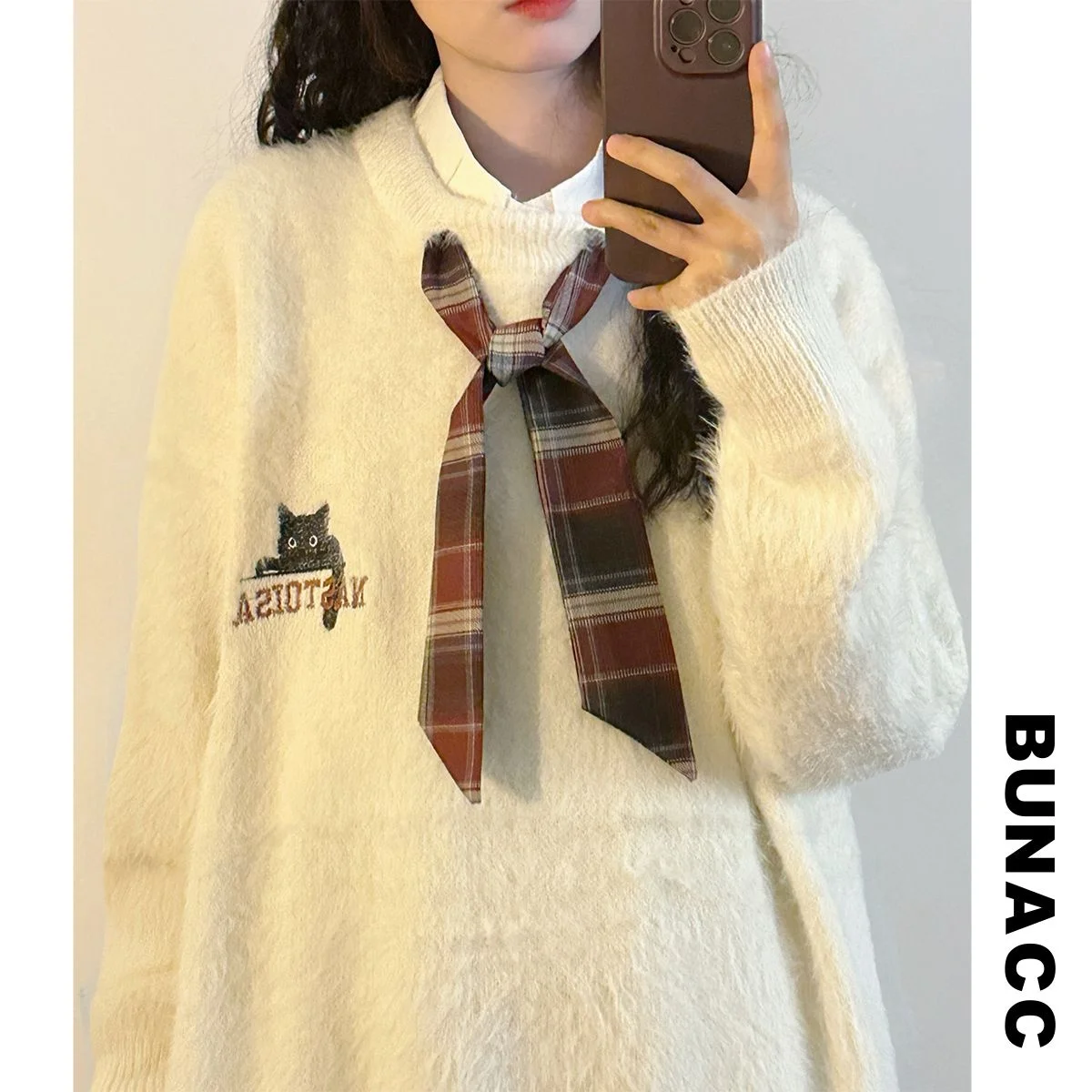 

Soft Cozy Women's Knitted Sweater round Ne Embroidery Loose Fit Autumn Winter Street Sle Long Sve Casual Top