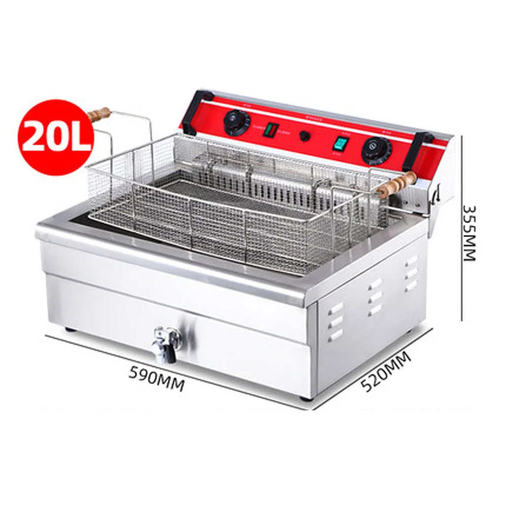 Электрическая фритюрница 30 л с краном для слива масла, машина для картофельной башни, фритюрница для картофеля фри, фритюрница, машина для жарки