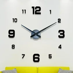 Reloj de cuarzo 3D para decoración de pared, pegatinas de espejo acrílico, diseño moderno, relojes grandes para el hogar y el jardín