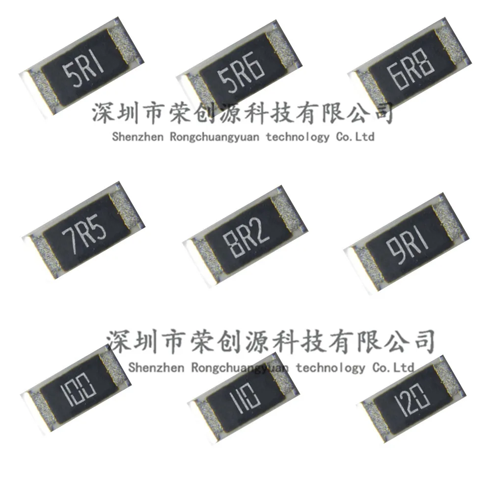 100pcs/lot 1206 smd Chip Resistor 5% 5.1R 5R1 5.6R 5R6 6.8R 6R8 7.5R 7R5 8.2R 8R2 9.1R 9R1 10R 100 11R 110 12R 120 3.2*1.6mm