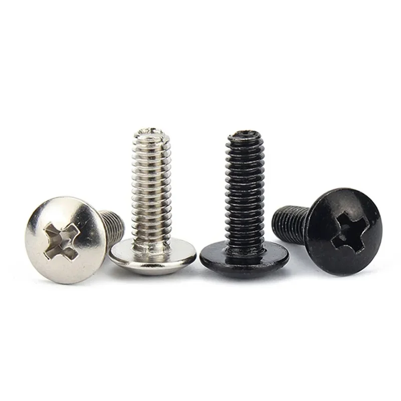 5~200PCS Carbon Steel Phillips Recessed Head Screws M2M2.5 M3 M4 M5 M6 Mushroom Head Bolts Truss Head Screws Black/Nickel Plated