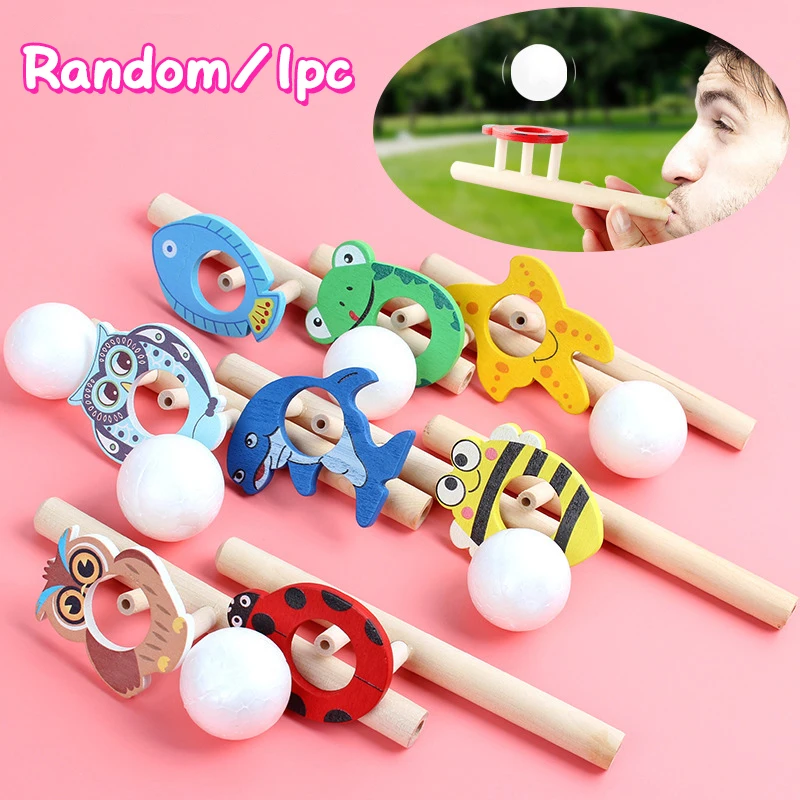 Breathing Exerciser Toys For Kids Whistle Floating Blow Pipe Balls Blowing Balloon Launcher Educational Toy