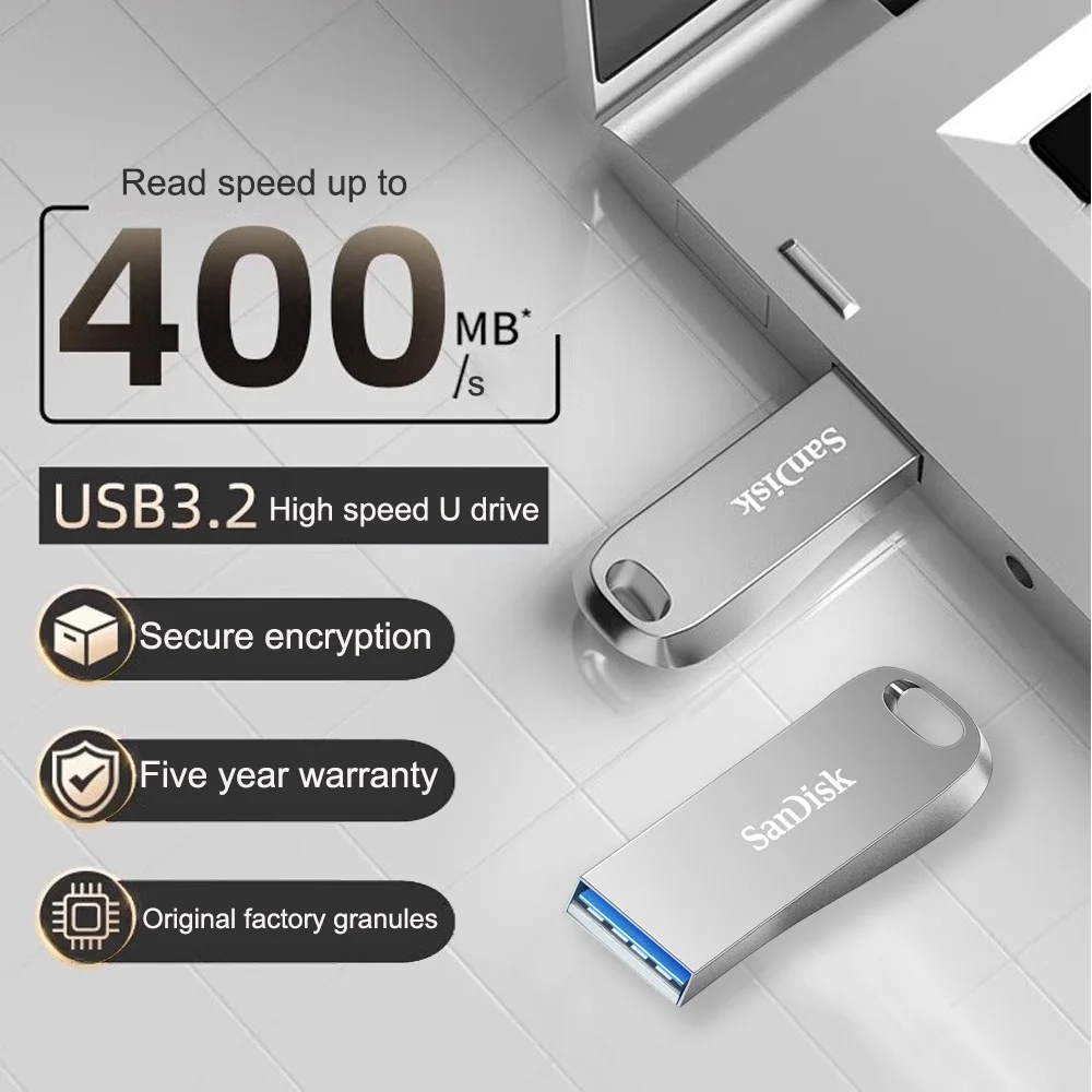 SanDisk-Clé USB 100% 3.2 authentique, 32 Go 64 Go 128 Go 256 Go