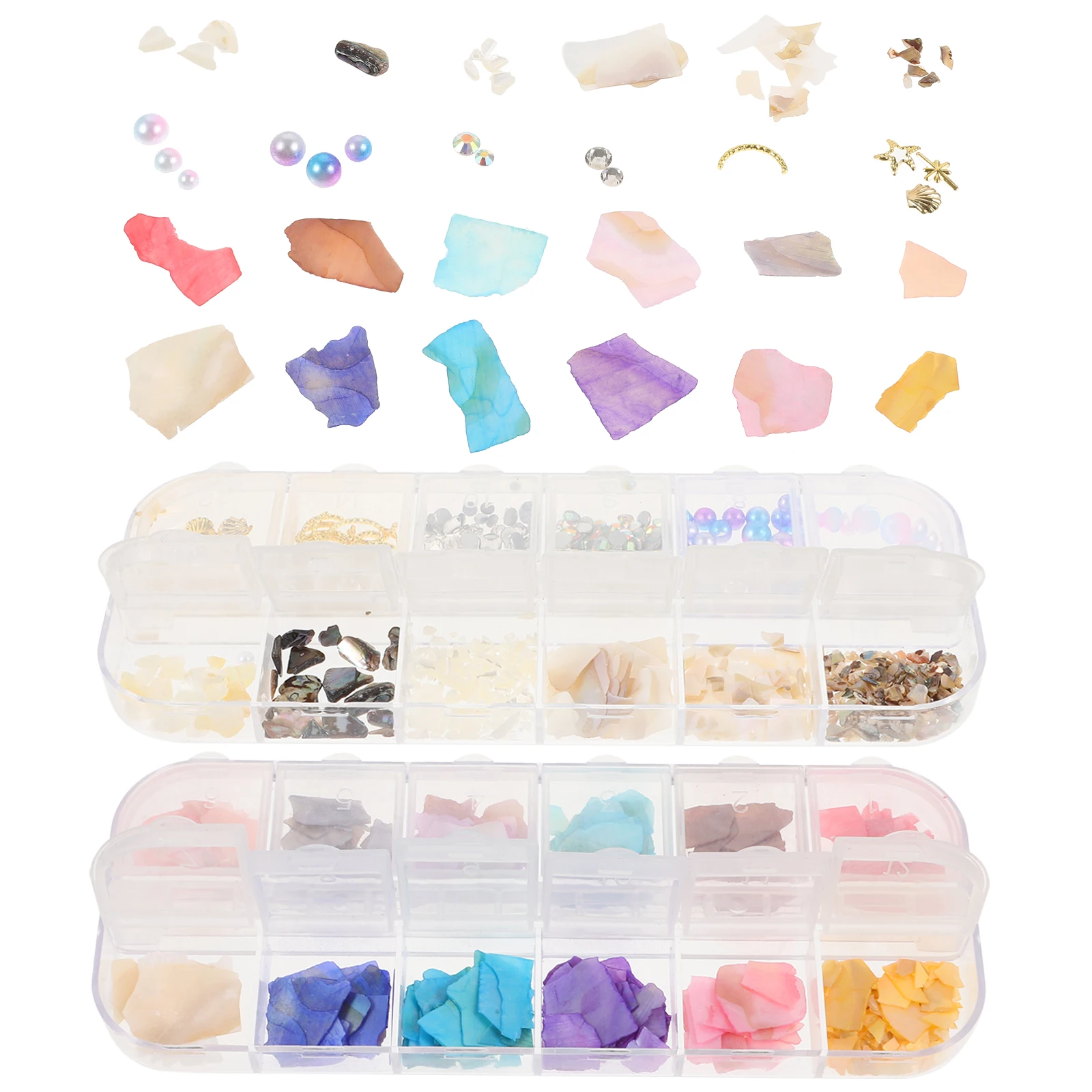 

2 Sets Shell Sheet Nail Jewelry Art Decoration Accessories Abalone Pieces Tools