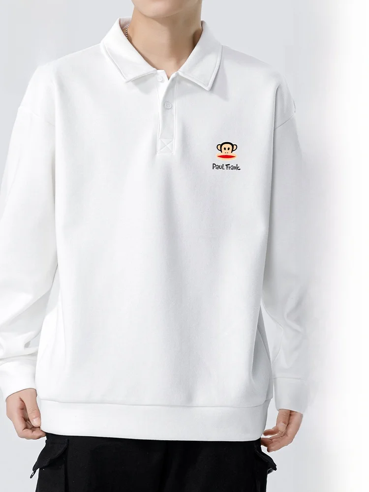 

PaulFrank Heavyweight Sweatirt Long Sve Men's Pure Color White Spring Autumn New irt Casual Comfortable Cotton Blend