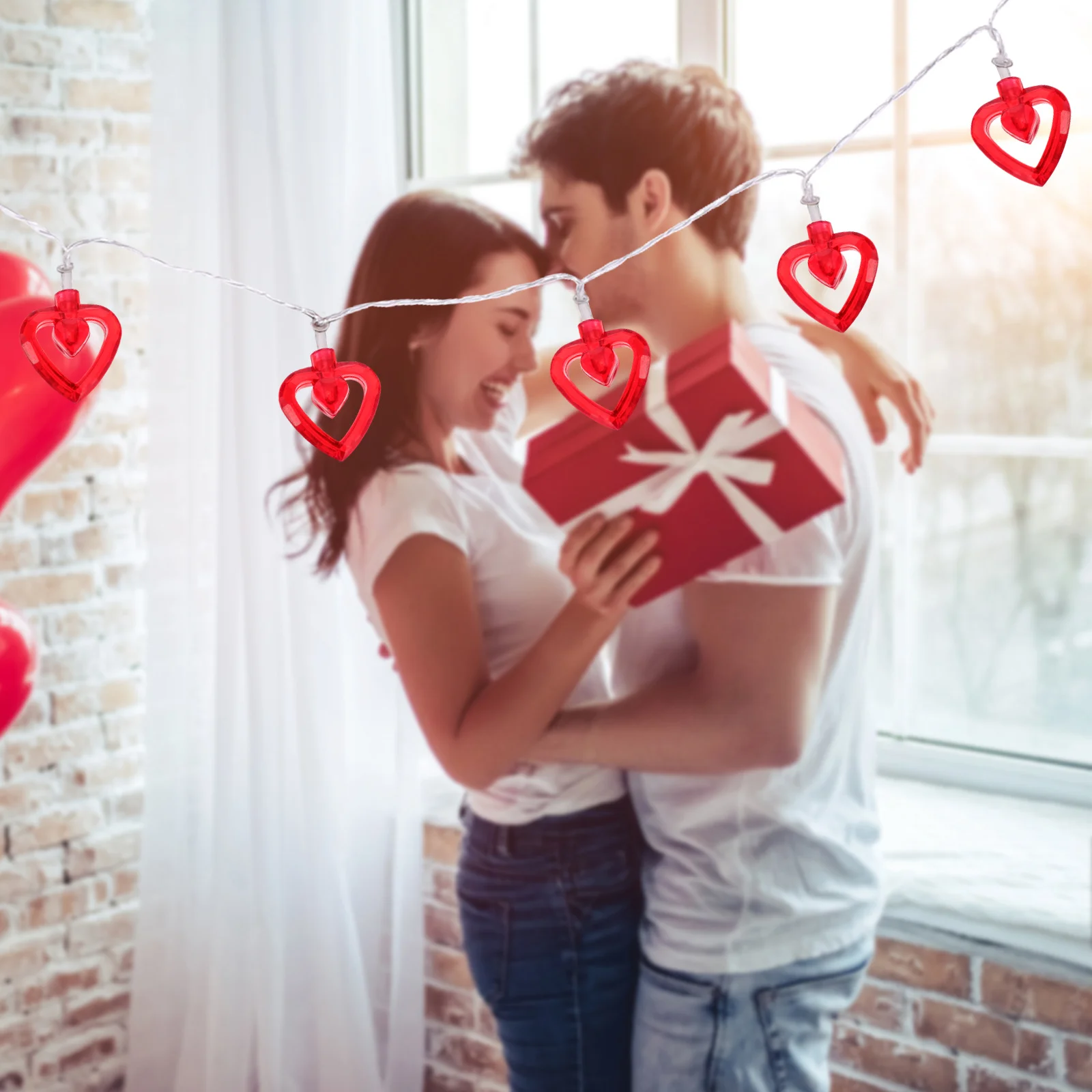 

1 set 1 Set Heart Shape Led String Lights Valentine Decor Red For Wedding Room Decoration Valentine'S Day Gift