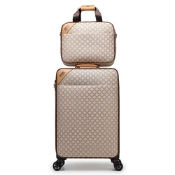 New pull bar luggage with handbag leather box female carry on lightweight trolley suitcase large male trend 16/20/24/26 inch