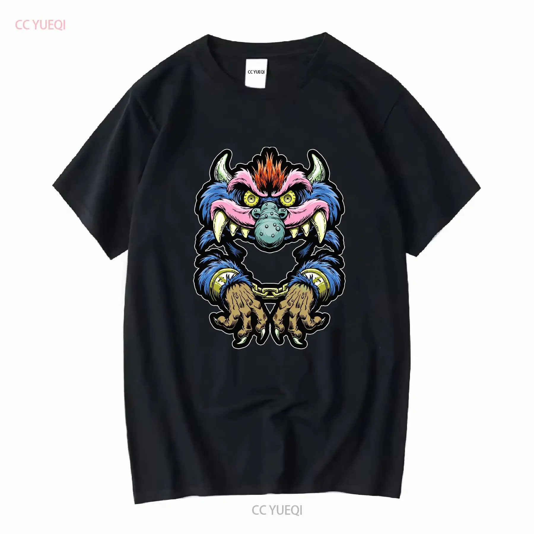 My Pet Monster Retro TV Series T Shirt Baggy Boyfriend 2612 vintage Washed Top For Everyday Wear Versatile streetwear graphic