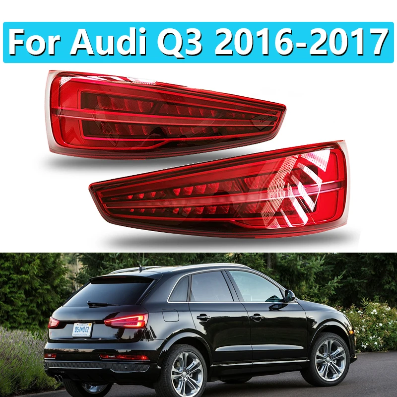 

Стайлинг автомобиля для Audi Q3 2016 17, светодиодный задний фонарь, задняя крышка багажника, сигнальная лампа + тормоз + обратный динамический рулевой задний фонарь