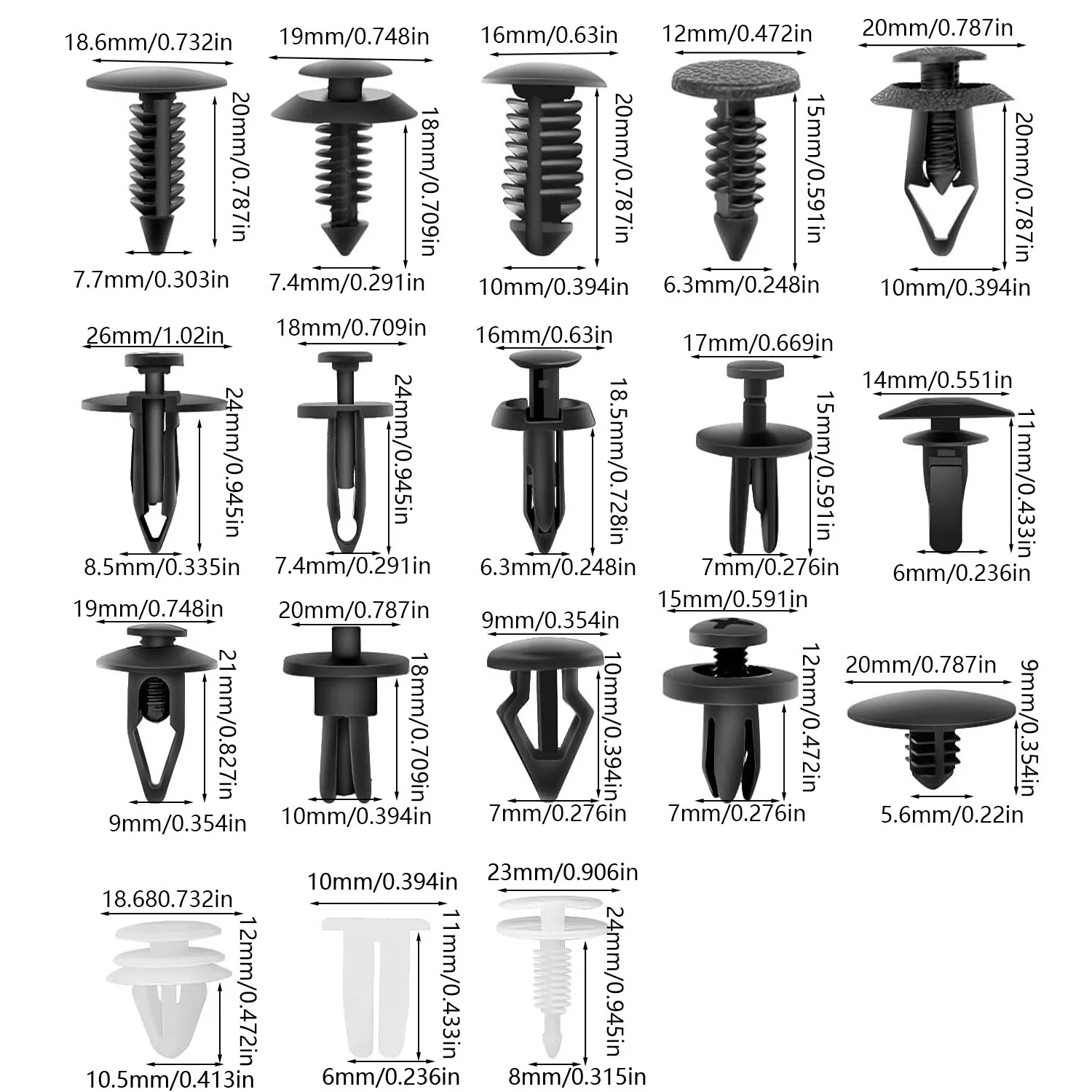 415/620 Auto Fastener Clip Kit Fender Rivet Clips 30 Tool Car Body Push Retainer Pin Rivet Bumper Door Trim Panel Retainer Clips image 2