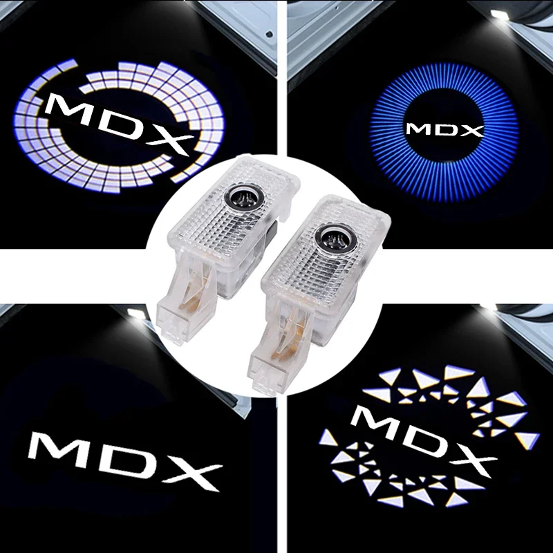 2Pcs Car LED Door Welcome Logo Lights for Acura MDX 2007-2019 2010 2013 2016 Courtesy Projector Ghost Shadow Lamp Accessories