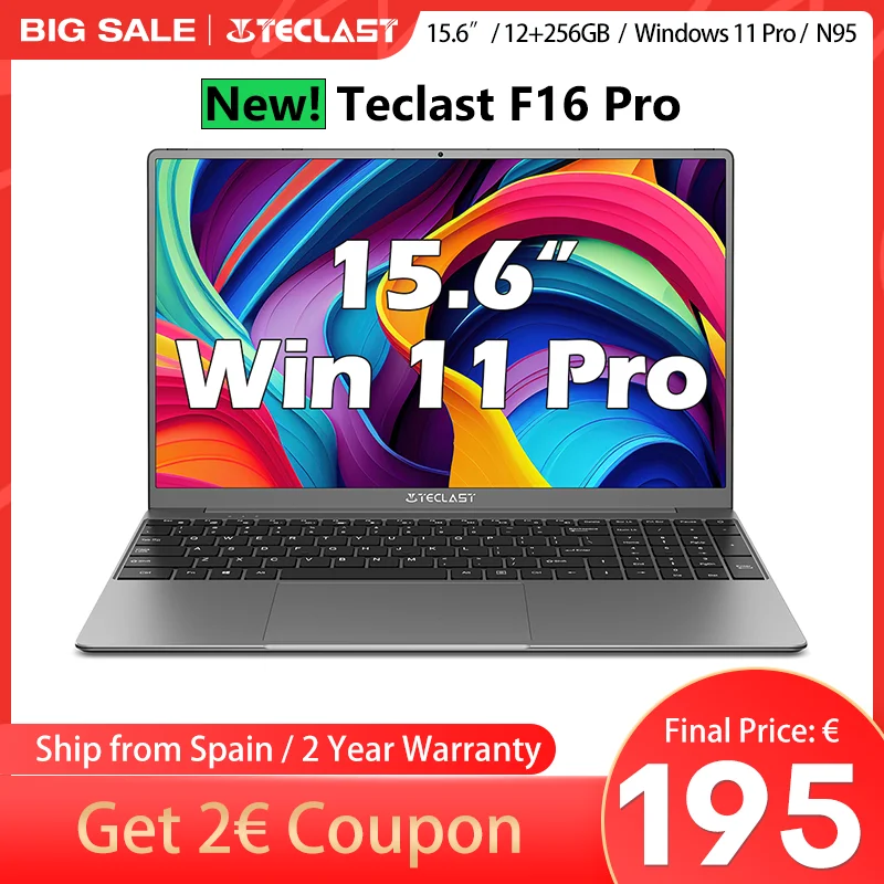 【New】 Teclast F16 Pro 15,6 inch Laptop , 12GB + 256GB / 16GB + 512GB , for Intel N95 CPU, 1920x1080, backlit keyboard, mini-HDMI