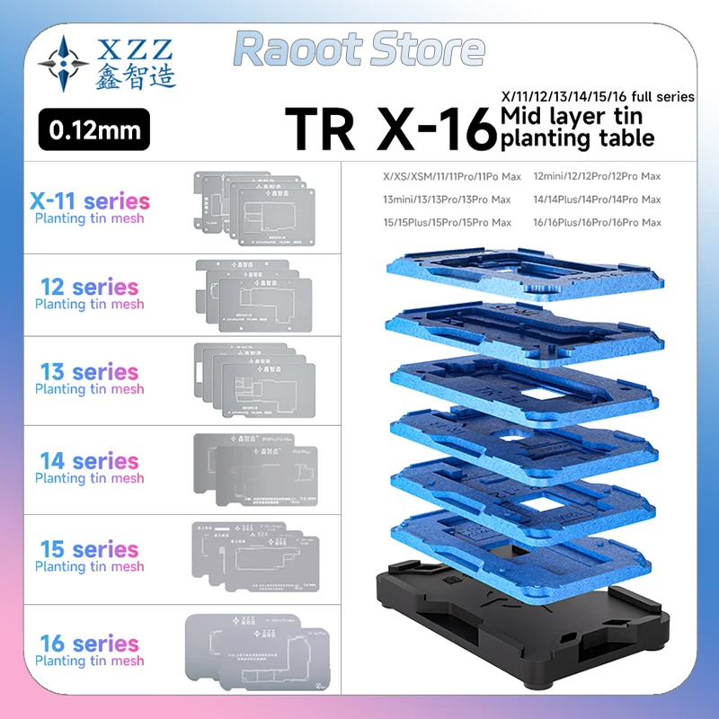 XZZ XINZHIZAO TR Motherboard Middle Layer Board Plant Tin Platform 3D BGA Reballing Stencil for iPhone X 11 12 13 14 15 16ProMax