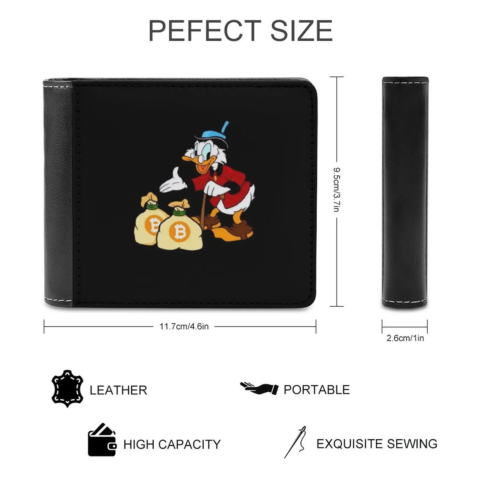 Bitcoin Hodl Scrooge Mcduck Men'S Wallet Leisure Travel Lightweight Portable Wallets Short Style Male Purse Bitcoin Crypto