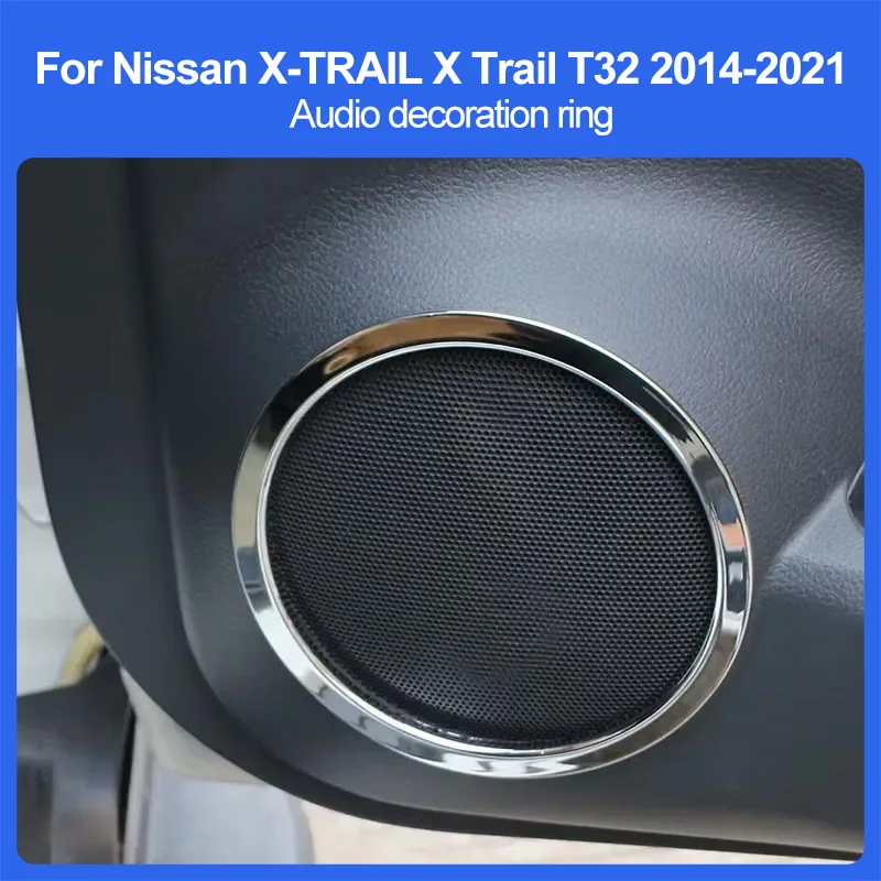 

4PCS For Nissan X-TRAIL X Trail T32 2014-2021 ABS Car Door Audio Speaker Ring Sound Horn Circle Cover Trim Accessories