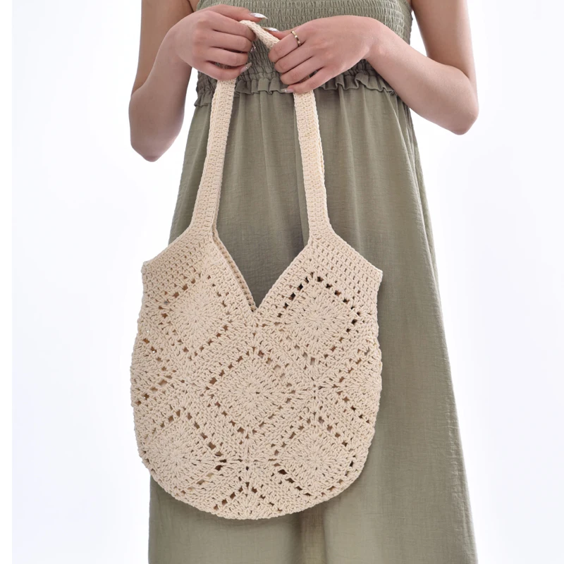 

Вязаная большая сумка ручной работы для женщин, роскошная дизайнерская сумка и кошелек, новинка 2025 года, повседневная сумка для отдыха, подмышки на плечо