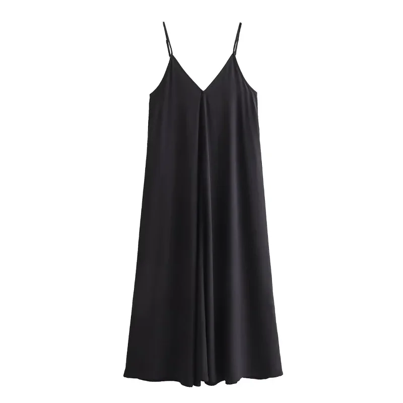 TRAF Long Dresses 2024 Summer Women\'s Elegant Party Slip Dresses Ladies Fashion Casual Backless Red Green Black Dress Vestidos