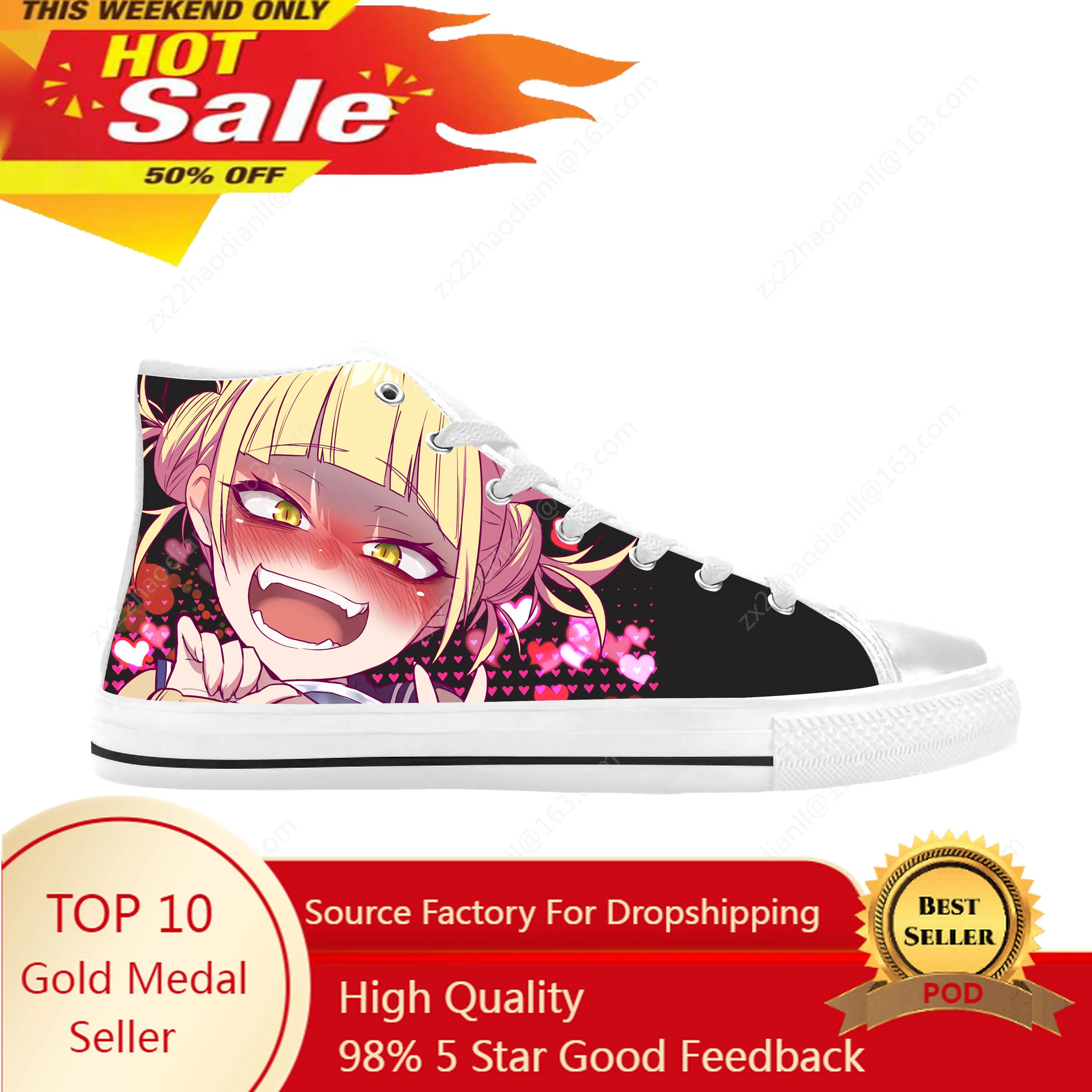 

Japanese Manga Anime My Hero Academia Toga Himiko Casual Cloth Shoes High Top Comfortable Breathable 3D Print Men Women Sneakers