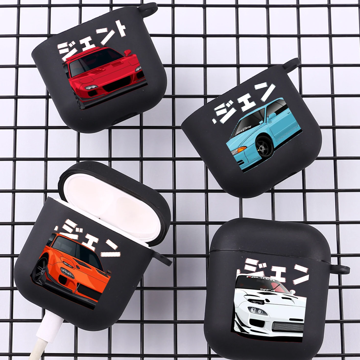 

JDM Tokyo Drift Sports Car Earphone Case for Apple Airpods 1 2 3 Pro 2 Bluetooth Headset Cases for Air Pods Earphone Black Cover