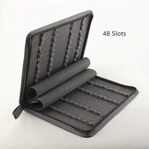 Imagen 2 del producto Estuche para pluma estilográfica con 48 ranuras Estuche para lápices Estuche de lona para 10/24/bolígrafos negro, azul, gris