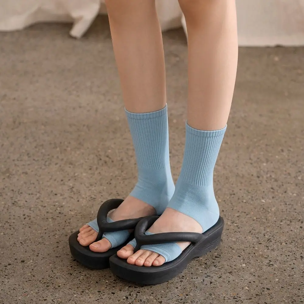 Thin Cotton Split Toe Socks Match Flip Flops Solid Color Flip Flop Socks Anti Slip Breathable Mesh Thin Cotton Socks for Women