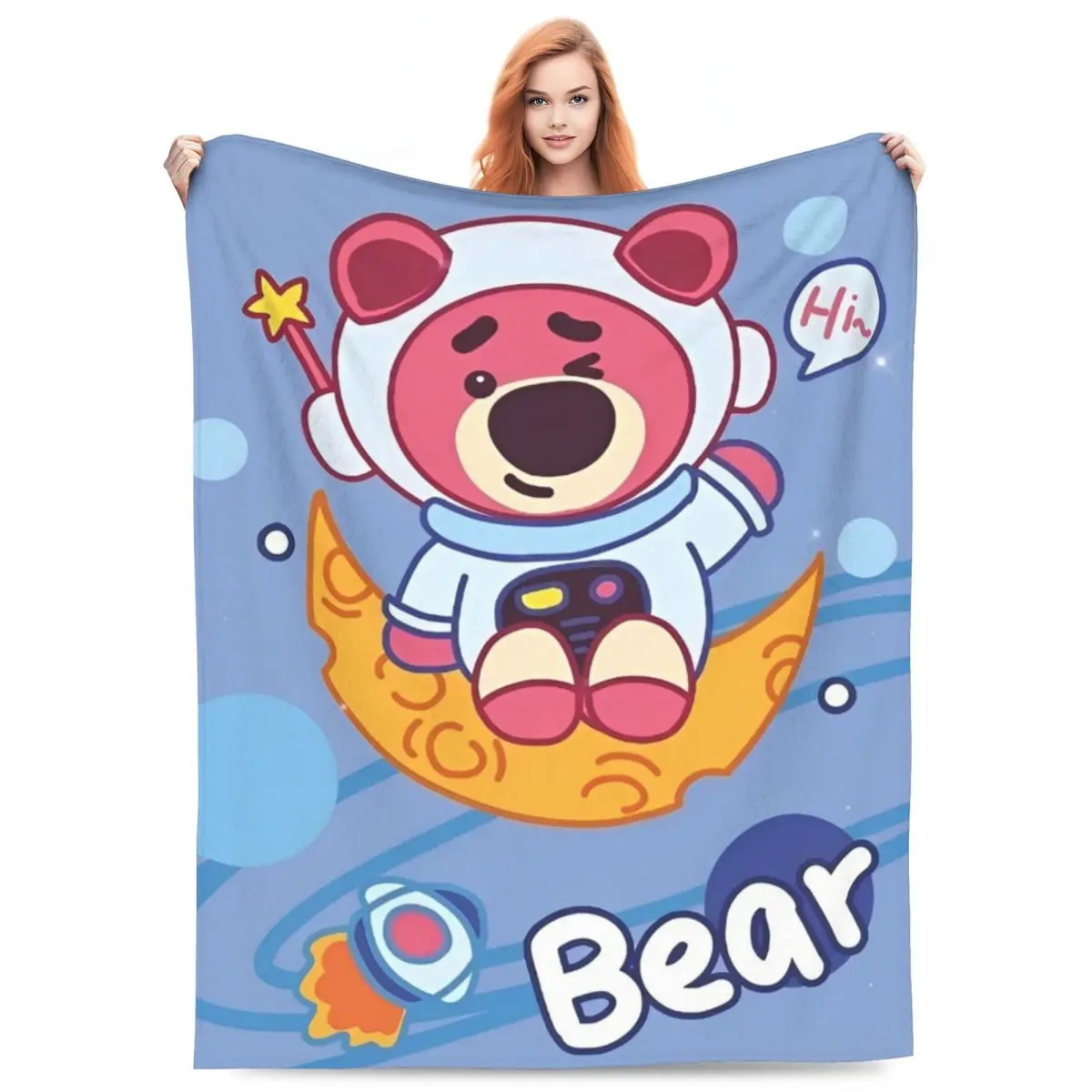 Strawberry Bear   Blanket Super Warm Fluffy Plush Throw Blanket For Couch Chair Travel Office Flannel Bedspread Bed Cover