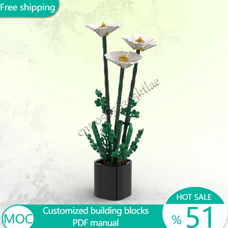 

365 PCS Flowers Mini White Flowers MOC Customize Modular Building Block Brick Design Creative Design DIY Boys Assembly Toy Gift
