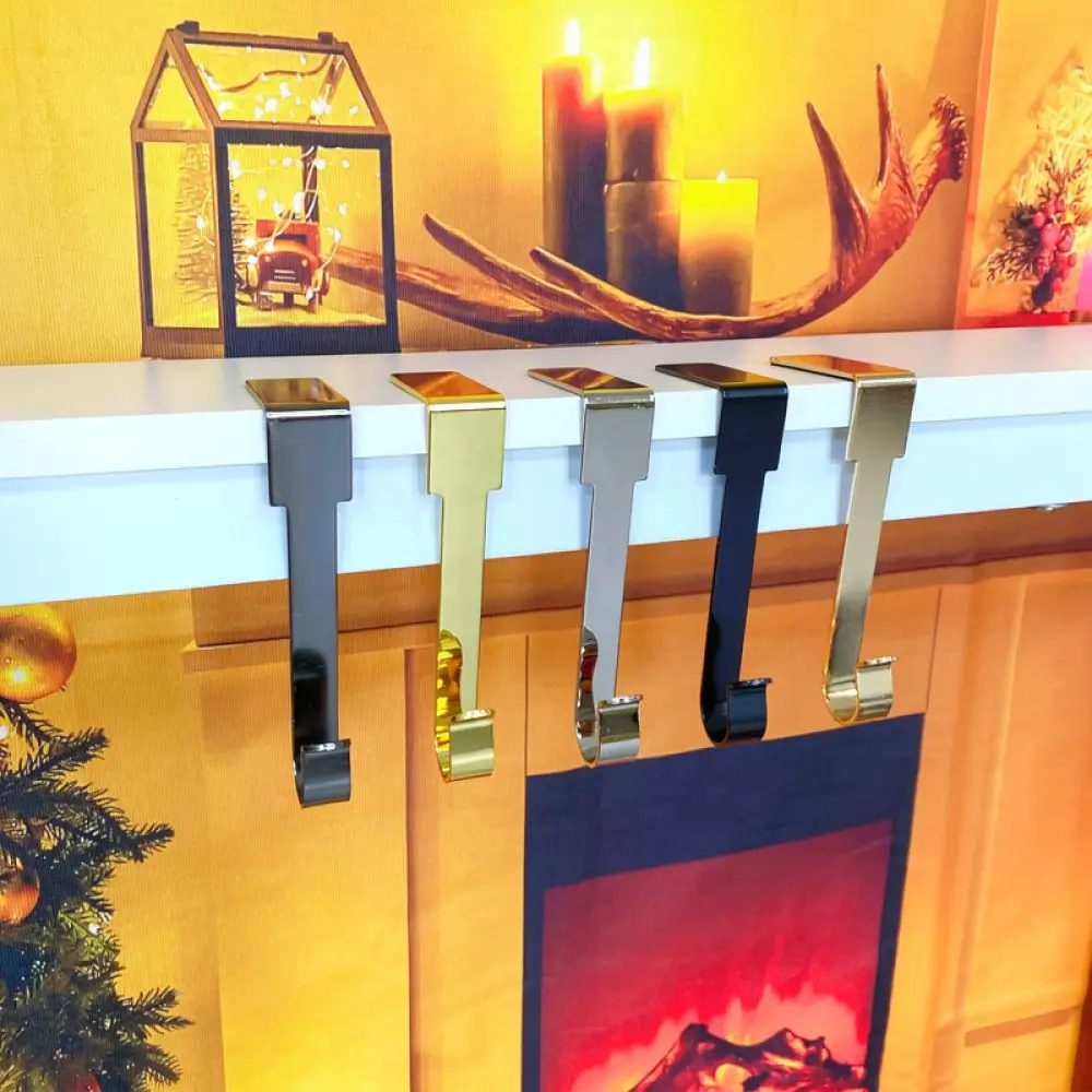 Heavy Duty Metal Christmas Stocking Hanger Fireplace Mantle Hook Organizer Decorative Storage Rack For Home Office