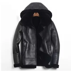 New Winter Fashion Men's Genuine Sheepskin Shearling Coats Bomber Pilot Jacket for Male Thick Wool Liner Plus Oversized 5xl 6xl