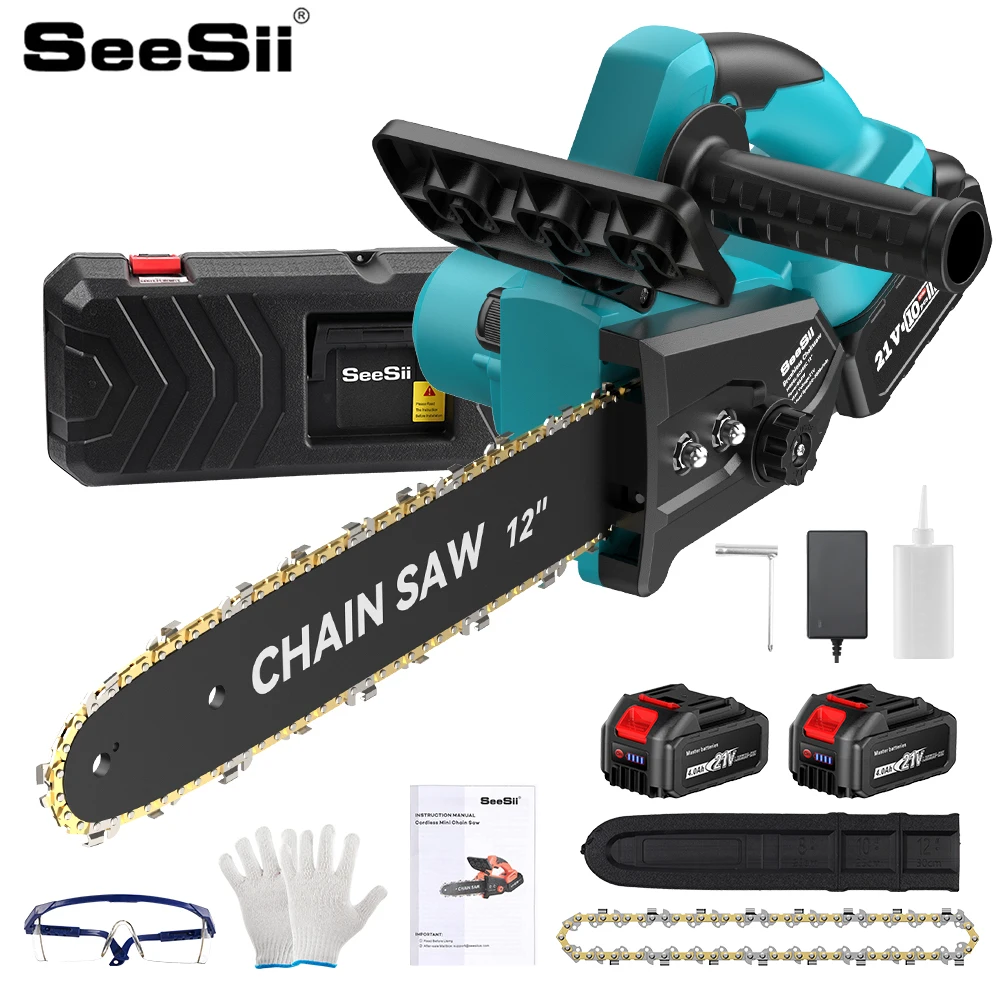 

SEESII 12Inch 8000w Brushless Electric Chainsaw Cordless Chain Saw Wood Cutting Garden Pruning Power Tool For Makita 18v Battery