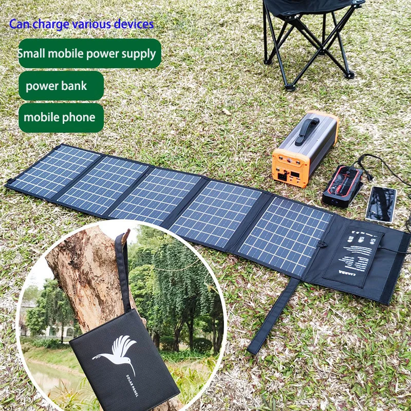 Foldable Solar Panel Phone Charger 80W Solar Panels Plate USB Solar Panels Power Bank for Cell Phone Camping Emergency