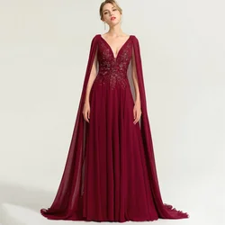 Customized Chiffon V Neck Bridal Dress Elegant Appliques A Line Wedding Party Gowns For Bride Button Shawl Formal Mother Dresses