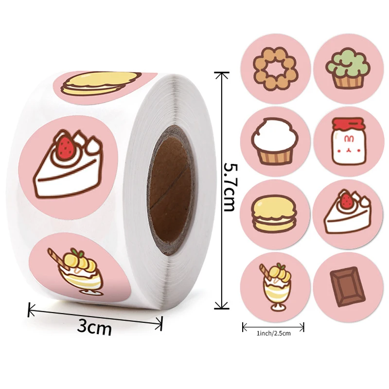 

500Pcs 1inch Round Cake Stickers for Kids Teacher Reward Stickers Scrapbooking Journal Personal Planner Diary Envelope Lables