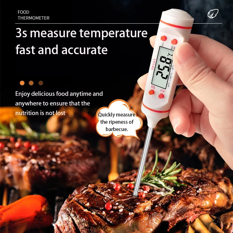 

Oil Thermometer Needle Food Thermometer Instant Reading Meat Temperature Tester with Probe for Kitchen Grilled