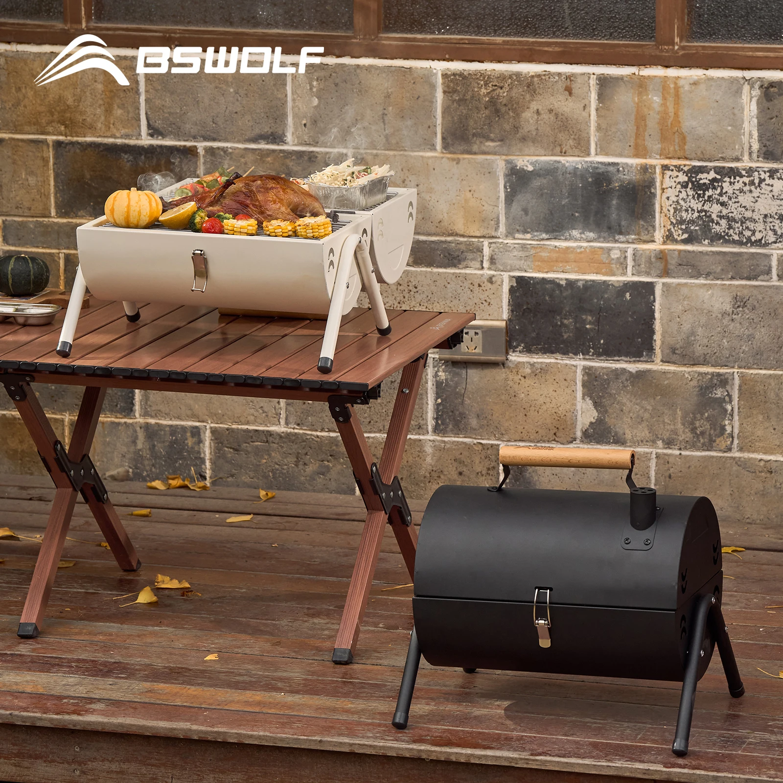 Imagem -05 - Bswolf Outdoor Portátil Churrasco Fogão Camping Bbq Charcoal Grill com Lado Duplo