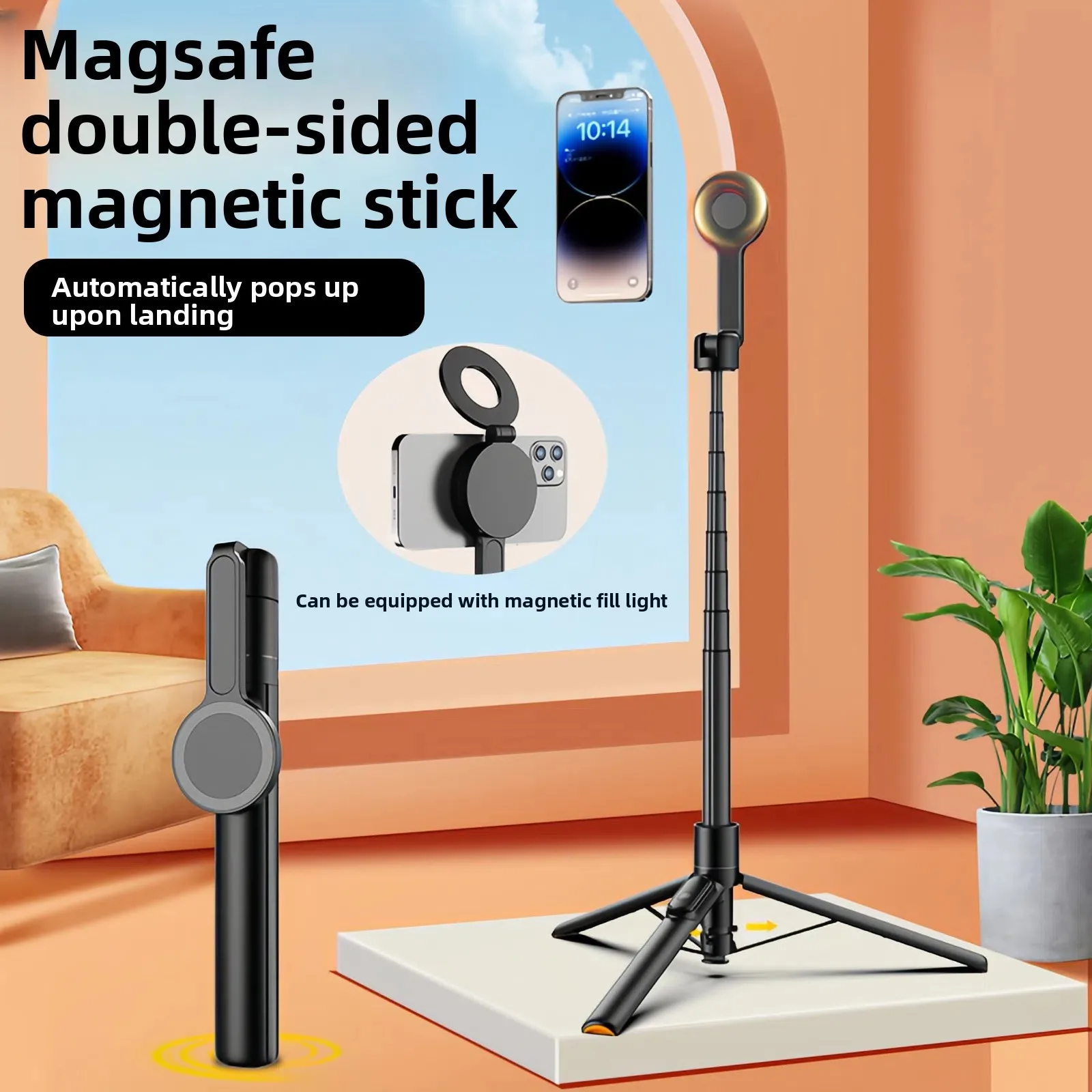 

Новый штатив для селфи с магнитным держателем для телефона, универсальный портативный 360° ° вращающийся ручной Bluetooth