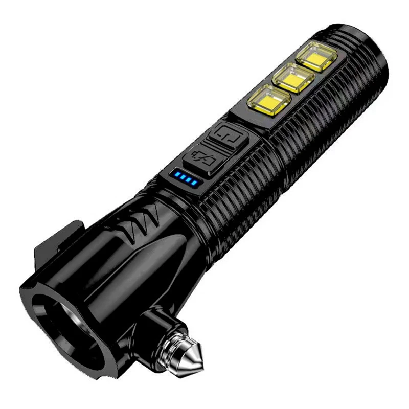 

Multifunctional Strong Light Flashlight Escape Hammer USB Rechargeable Fire Emergency Signal Lamp