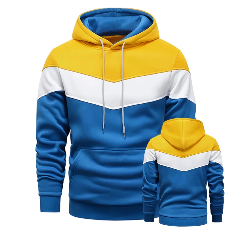 2025 Mens Urban Fashion Hoodies High Quality Autumn Winter Hooded Sweatshirts Tricolor Stripe Pullover Male Casual Sport Tops