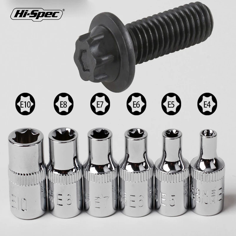 Hi-Spec 1/6PC E Type Socket Adapter 1/4\