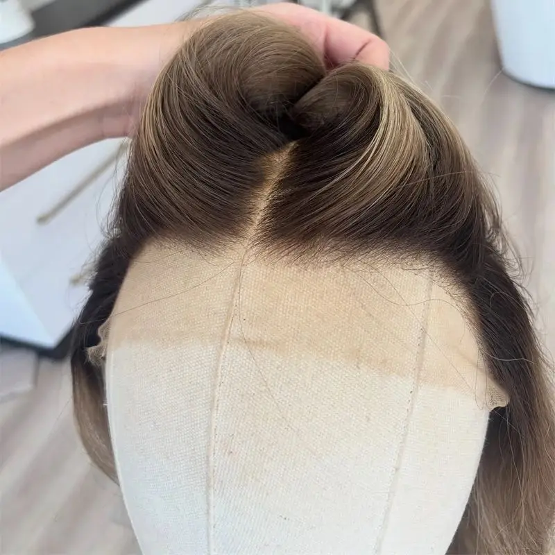 

Синтетический парик 13x4 Ombre Ash Brown Blonde с HD-кружевом, из высококачественного термостойкого волокна, для женщин, для косплея, вечеринок и повседневного использования