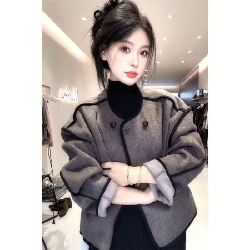 Women's Woolen Jacket Small Fragrant Style Double Row Buttoned Woolen Coat 2026 Autumn Winter New Fashion Versatile Top Coats