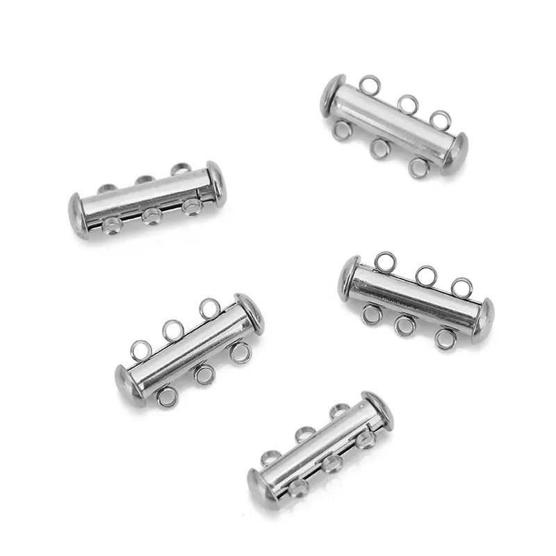 2pcs Never Fade Stainless Steel Slide Tubes Lock Clasps Magnetic Connectors Layering Clasps For Necklace Bracelet Jewelry Making