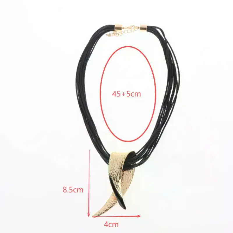 خمر سلسلة جلدية سوداء قلادة قصيرة المختنق الفضة مطلي سبيكة كبيرة قلادة قلادة للنساء هدايا القوطية مجوهرات معدنية