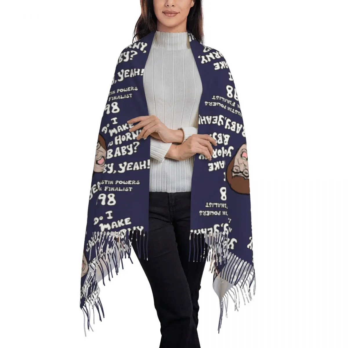 Austin Powers Impressions Scarf Tassel Scarves for Women Soft Warm Shawls and Wraps Long Fall Winter Shawl Wrap