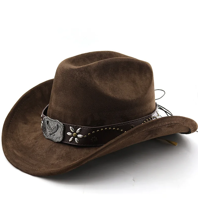 Bullhead Western Cowboy Men's And Women's Tibetan Suede Jazz Hat, Hot Selling Big Brimmed Top Hat