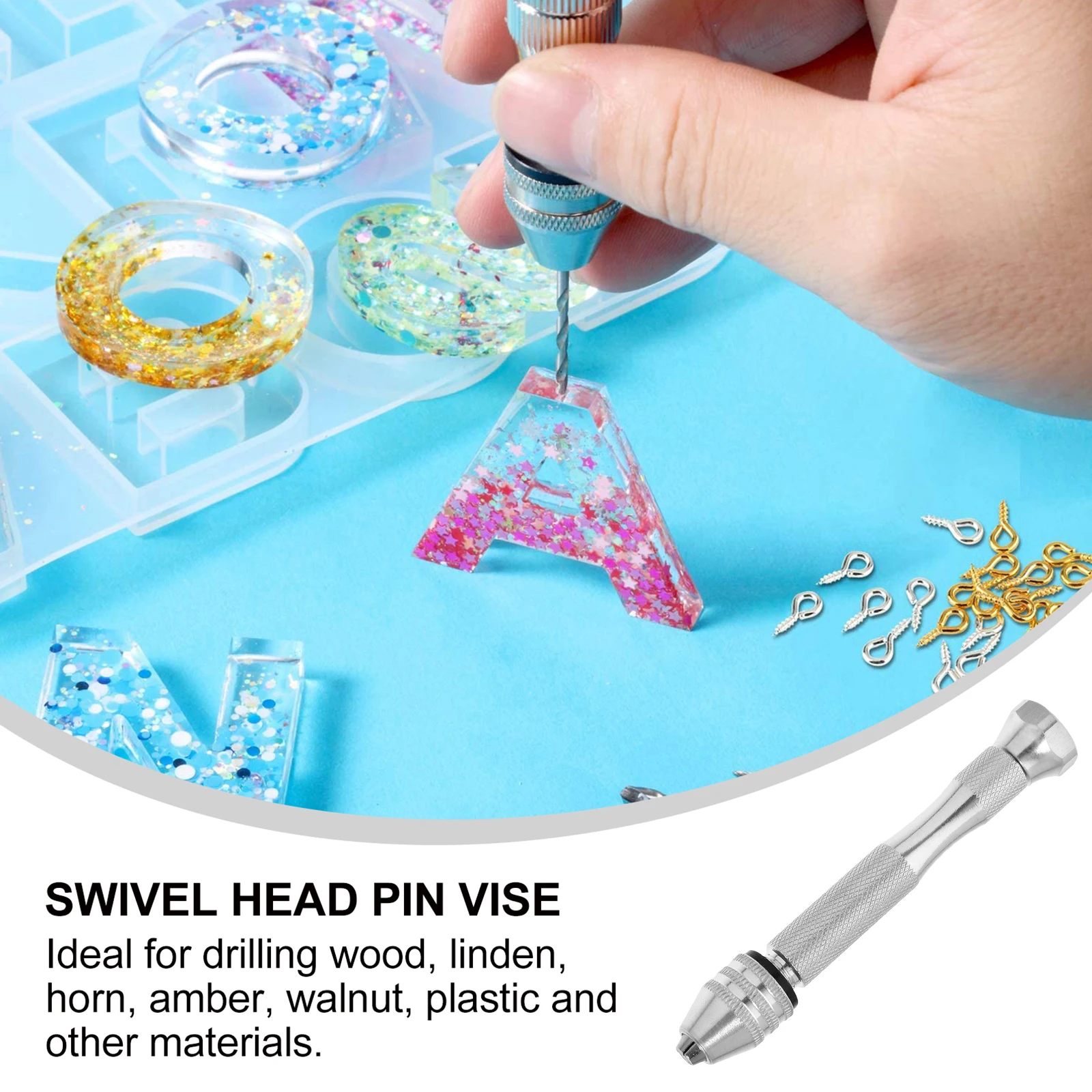 

Aluminum Alloy Pin Vise Tool for 0.1-3.5mm Drill Bits Precision Swivel Head Hand Drill Ideal for Wood Plastic Rubber Drilling