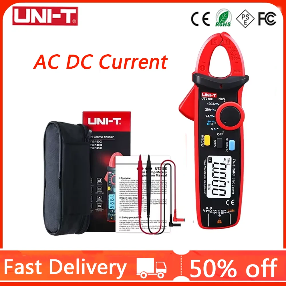 UNI-T UT210E UT210D Digital AC DC Current Clamp Meter True RMS Pliers Ammeter Voltage Tester Frequency Meter alicate amperímetro