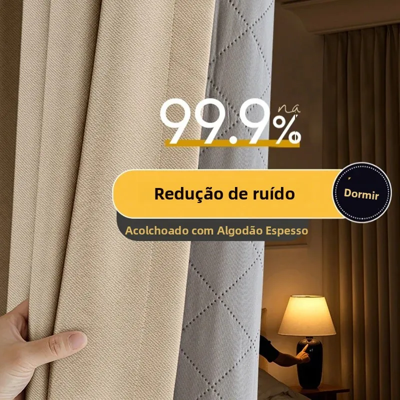Cortina blackout à prova de vento para sala de estar, cortinas de janela, grosso, quente, inverno, à prova de som, clima frio, para quarto