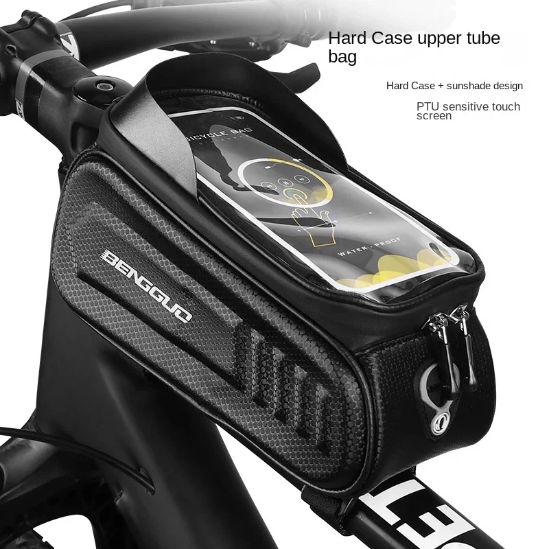 Bicycle Hard Shell Front Beam Bag Mountain Bike Touch Screen Bag Cell Phone Waterproof Saddlebag Cycling Equipment Bike Basket