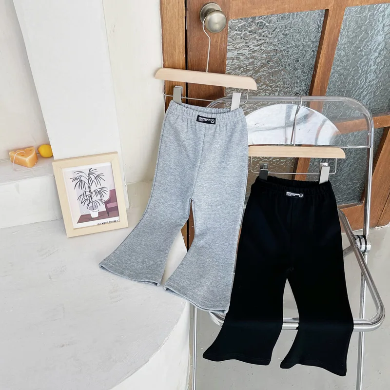 

Pants High-rise Flared Jean Knitwear Children Korean Solid Cotton Fashionable Spring Autumn Soft Comfortable Casual